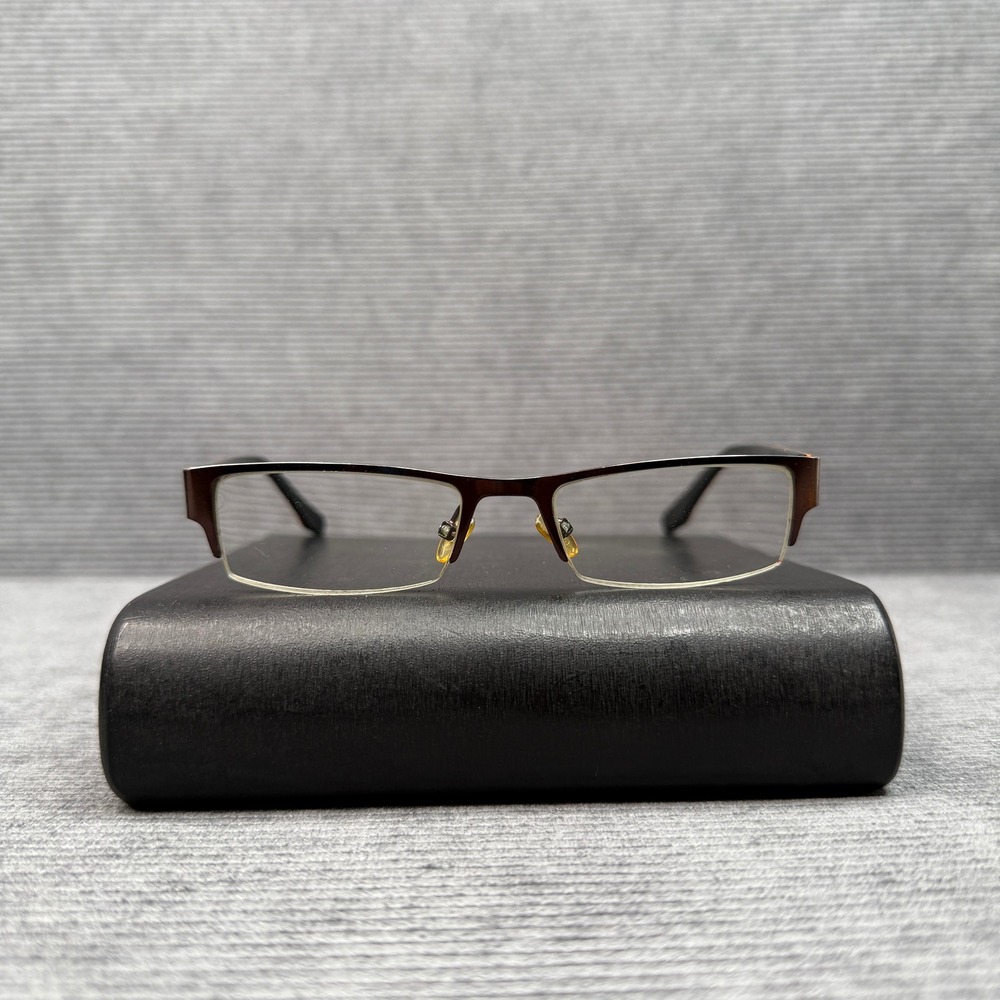 Mayhem MH01 Rectangular Semi-Rimless Eyeglasses Brown Black‎ Orange 48-17-135